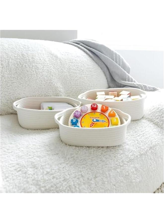 HOOKOR 5-Piece Rectangle Storage Basket Set- Natural Cotton Rope Woven Small Basket, Baby Nursery, Dog Toy Baskets, Cat Toy Box, Bathroom Organization Bin for Organizing, Dark Gray - Image 5