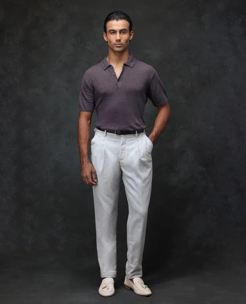 Rare Rabbit Men's Linen Blend Pleated Trouser
