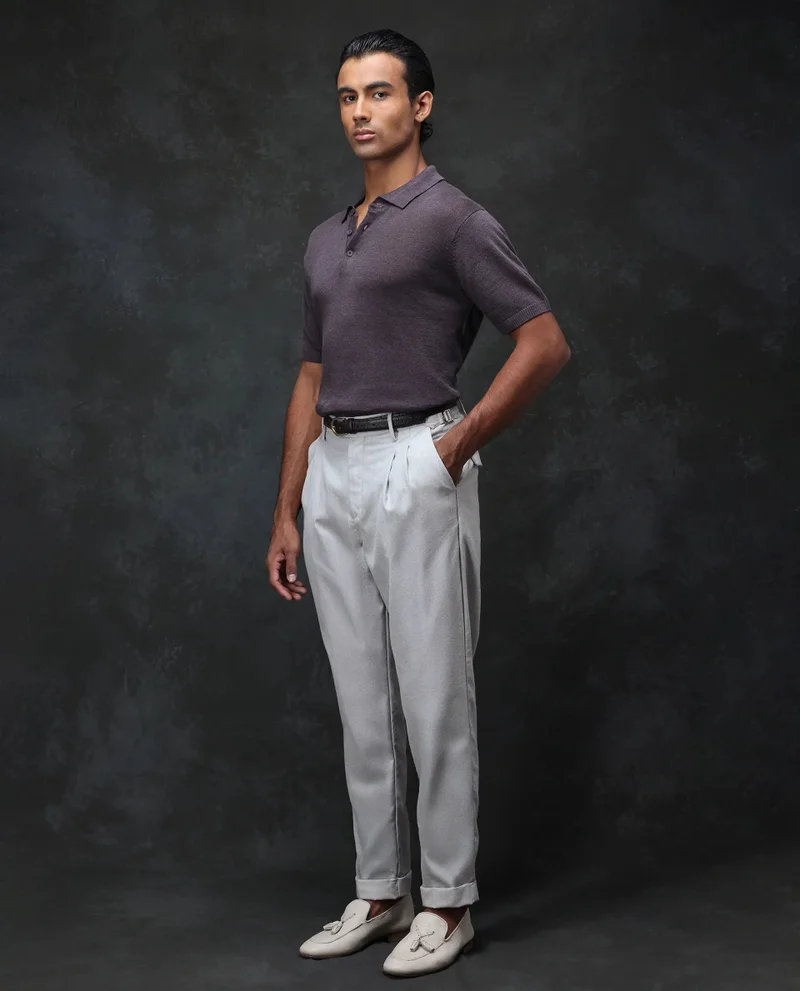 Rare Rabbit Men's Linen Blend Pleated Trouser