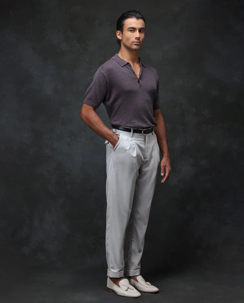 Rare Rabbit Men's Linen Blend Pleated Trouser