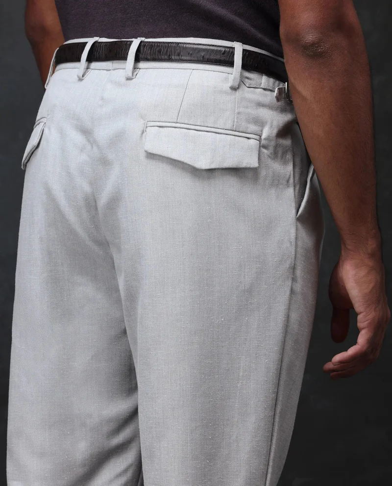Rare Rabbit Men's Linen Blend Pleated Trouser