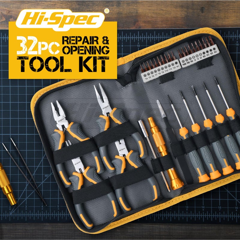 Hi-Spec 32pc Electronics Repair & Opening Tool Kit Set for Laptops, Phones, Devices, Computer & Gaming Accessories. Precision Small Screwdrivers with Pentalobe Bits for iPhones & MacBooks - Image 3
