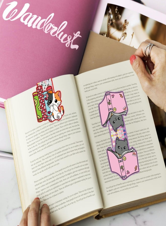 RUBOAOA Cat Magnetic Bookmarks, 12 Pcs Cute Kawaii Cat Book Markers Page Clips, Office Desk Accessories for Women Book Lovers - Image 3