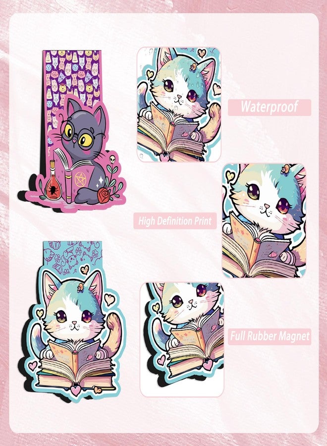 RUBOAOA Cat Magnetic Bookmarks, 12 Pcs Cute Kawaii Cat Book Markers Page Clips, Office Desk Accessories for Women Book Lovers - Image 2