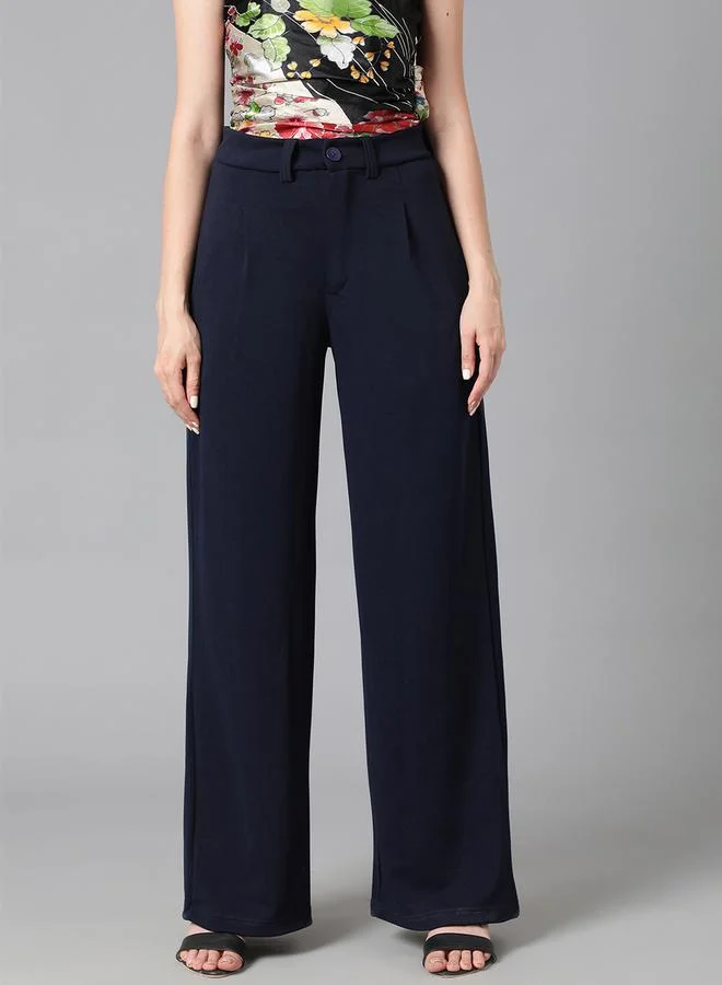 كوتي Solid Regular Fit Trousers with Pockets by Styli