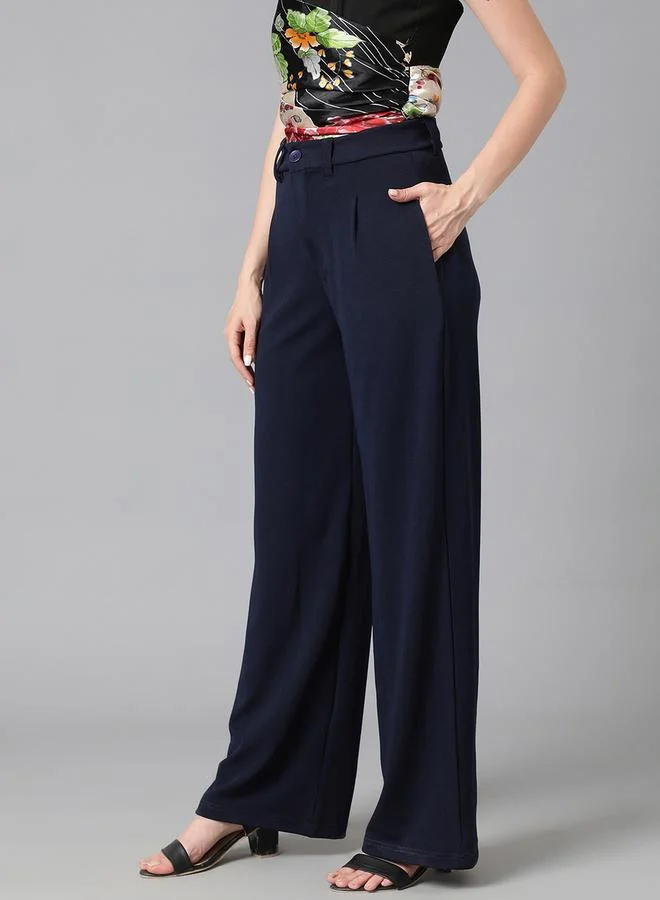 كوتي Solid Regular Fit Trousers with Pockets by Styli