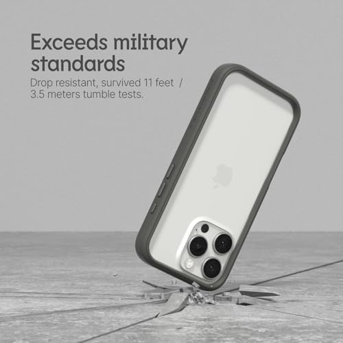 RhinoShield Bumper Case Compatible with iPhone 16 Pro | CrashGuard - Shockproof Slim Design Protective with Military Grade Drop Protection - Platinum Gray - Image 2
