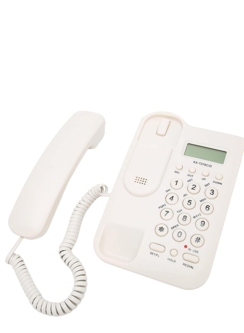 Corded Landline Phone, Landline Corded Telephone, English Desktop Fixed Phone with FSK and DTMF Dual System, Caller ID Display/Pre Dial/Cancel/Callback/Recall, for Home Hotel Office Business(White) - Image 1