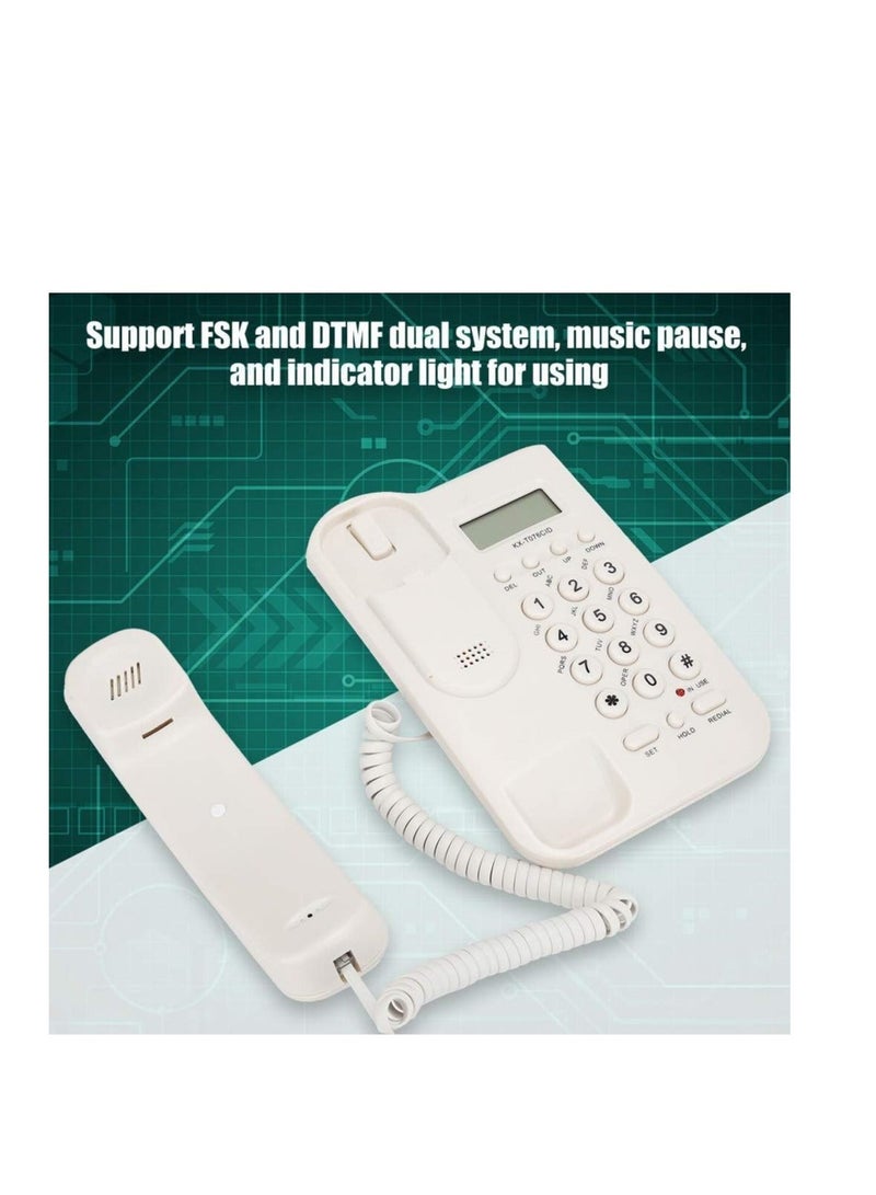 Corded Landline Phone, Landline Corded Telephone, English Desktop Fixed Phone with FSK and DTMF Dual System, Caller ID Display/Pre Dial/Cancel/Callback/Recall, for Home Hotel Office Business(White) - Image 2