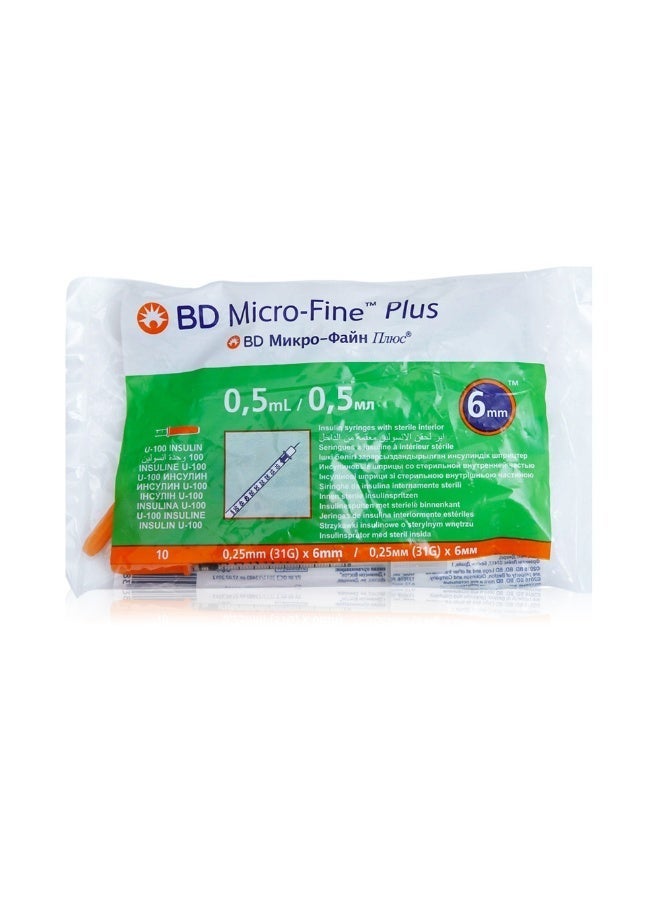 BD Micro-Fine Micro-Fine Plus Insulin 0.5ml Syringe 31Gx6mm 10pcs - Image 1