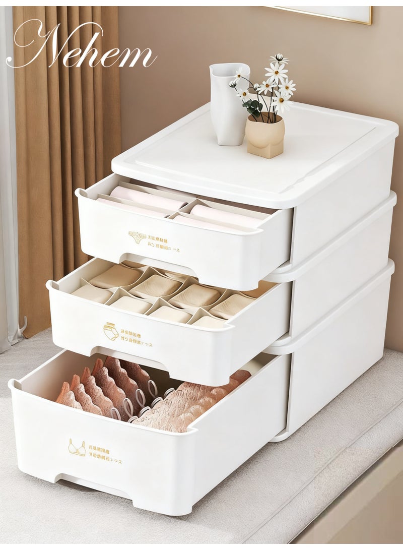 نيم تنظيم ملابس صندوق تخزين صغير مجموعة منظمات ملابس داخلية 3 قطع - صندوق تخزين حمالات الصدر + منظم سروال داخلي 12 خانة + منظم جوارب 16 مقصورة | نظام تنظيم خزانة بتصميم يوفر المساحة - Image 1