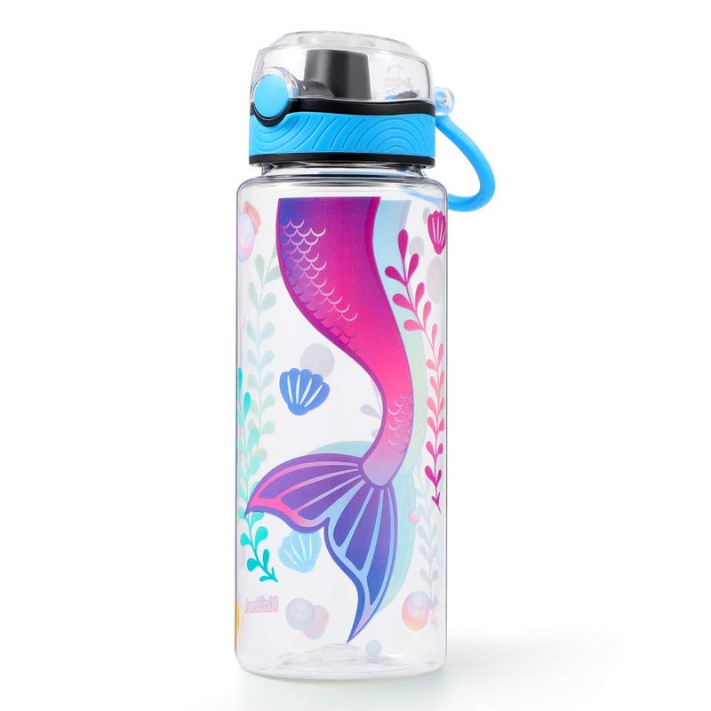 Home Tune Cute Water Bottle for School Kids Girls, BPA FREE Tritan & Leak Proof & Easy Clean & Carry Handle, 23oz/ 680ml - Mermaid - Image 1