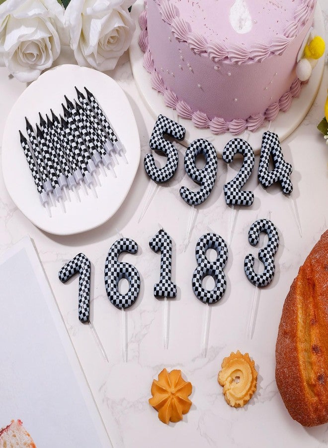 Gosknor 13pcs Racing Cars Birthday Candles, Black and White Checkered Candles Birthday Number Candle Cake Topper for Boys Kids Baby Shower Racing Car Theme Party Decoration Supplies (Number 6) - Image 4
