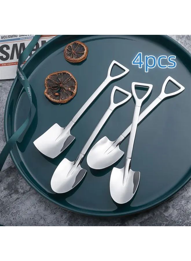 4 Pack Stainless Steel Spade Spoon Set Creative Watermelon Dessert Serving Spoons Portable Fruit And Ice Cream Scoops Durable Kitchen Utensils - Image 4