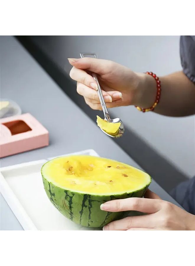 4 Pack Stainless Steel Spade Spoon Set Creative Watermelon Dessert Serving Spoons Portable Fruit And Ice Cream Scoops Durable Kitchen Utensils - Image 2