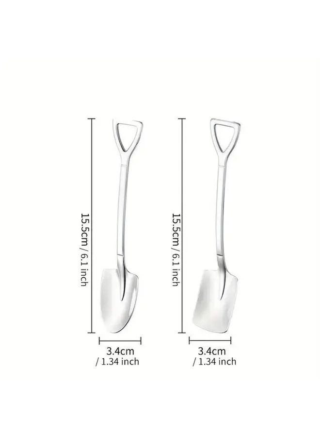 4 Pack Stainless Steel Spade Spoon Set Creative Watermelon Dessert Serving Spoons Portable Fruit And Ice Cream Scoops Durable Kitchen Utensils - Image 3