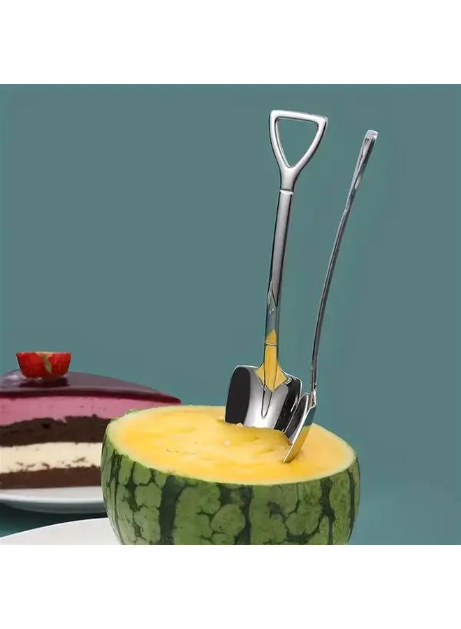 4 Pack Stainless Steel Spade Spoon Set Creative Watermelon Dessert Serving Spoons Portable Fruit And Ice Cream Scoops Durable Kitchen Utensils - Image 5