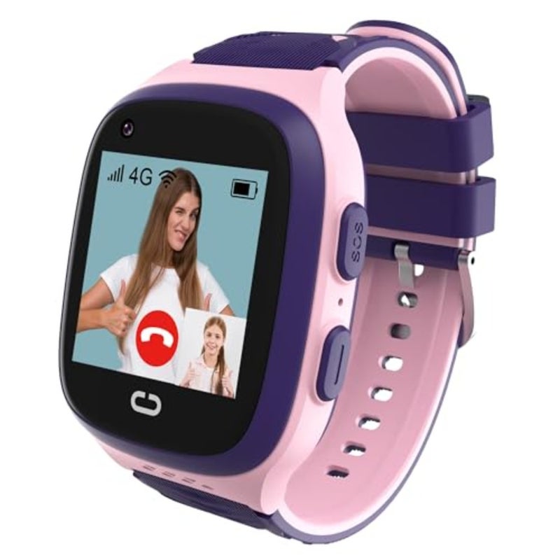4G Smart Watch Girls with GPS Tracker and Video Calling, One-key SOS Call, Voice Chat, Camera, Alarm Clock, Touch Screen Smart Watch Gifts for Girls Age 5-12 Pink - Image 1