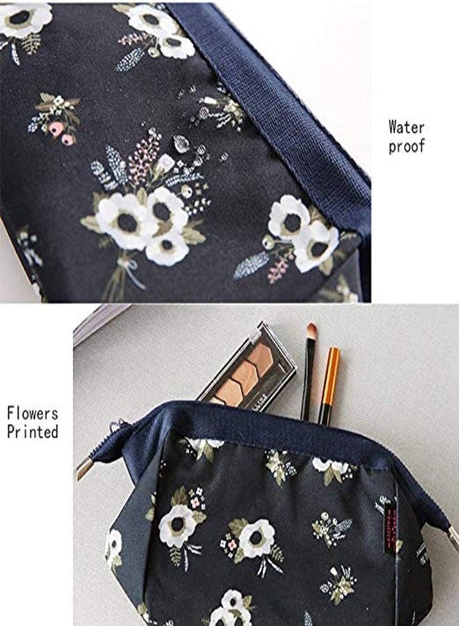 AASHRIT Cosmetic Toiletry Makeup Pouch with Portable Travel Multipurpose Water-Resistant Zipper Makeup Brush Bags - Black Flower ASPBF-23 - Image 4