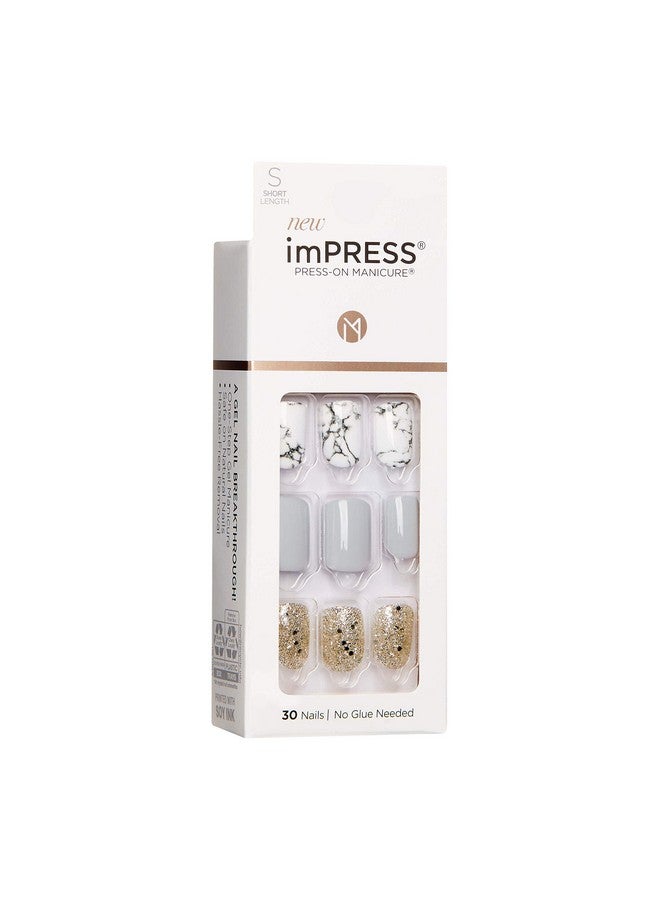 Impress Design Press On Nails Knock Out Gray Short Size Squoval Shape Includes 30 Nails Prep Pad Instructions Sheet 1 Manicure Stick 1 Mini File - Image 3