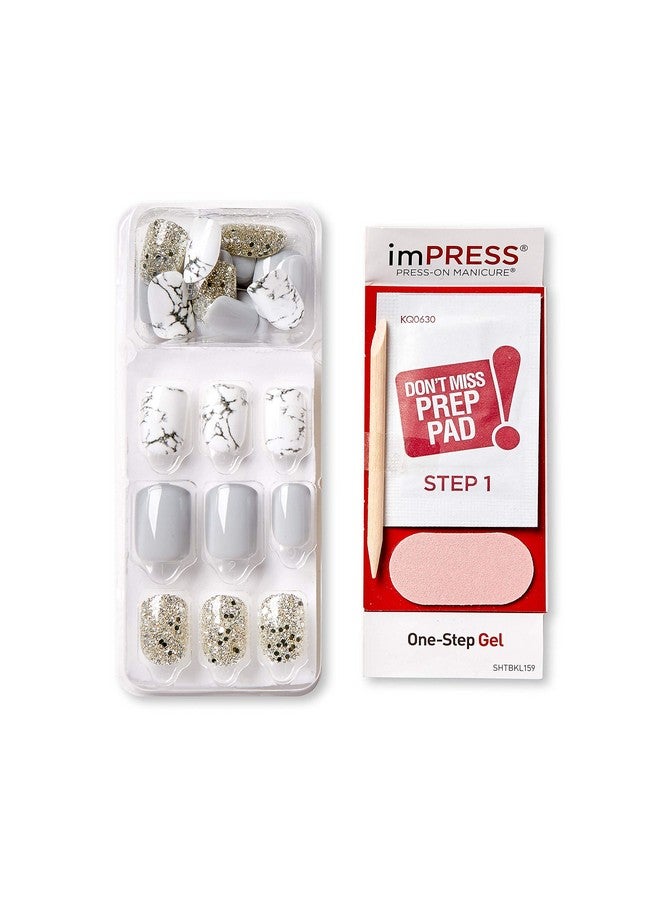 Impress Design Press On Nails Knock Out Gray Short Size Squoval Shape Includes 30 Nails Prep Pad Instructions Sheet 1 Manicure Stick 1 Mini File - Image 5
