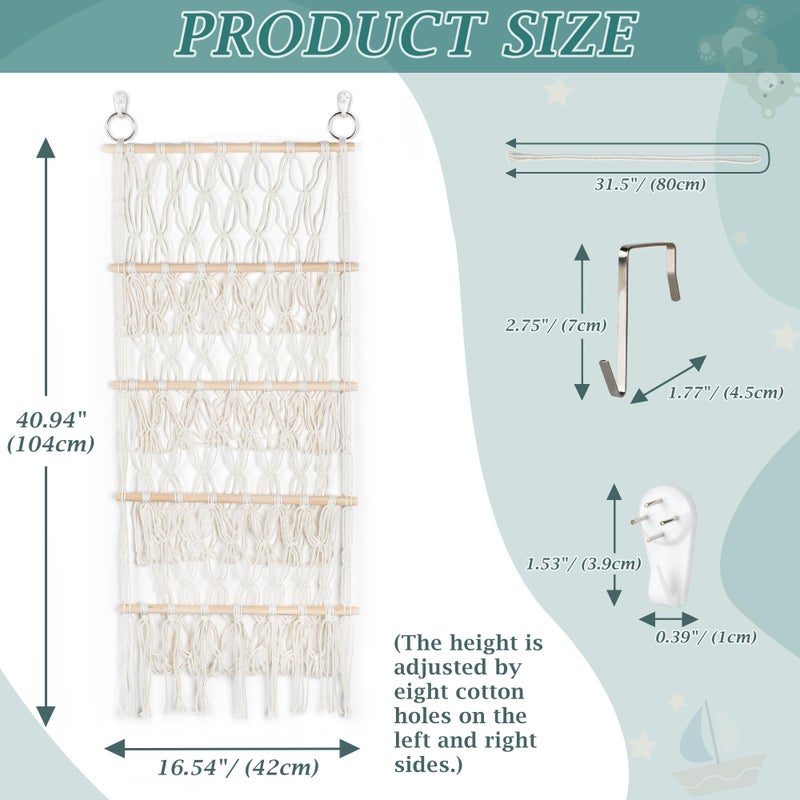 Qoroos 42cm Wide Over the Door Stuffed Animal Storage Hammock Corner Wall Hanging Storage Holder Boho Macrame Plush Toy Organizer Net for Stuffed Animal - Image 2