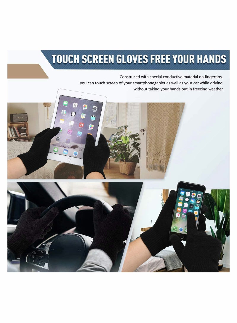 Beanie Hat Scarf Touchscreen Gloves Set（Black）  - Image 3