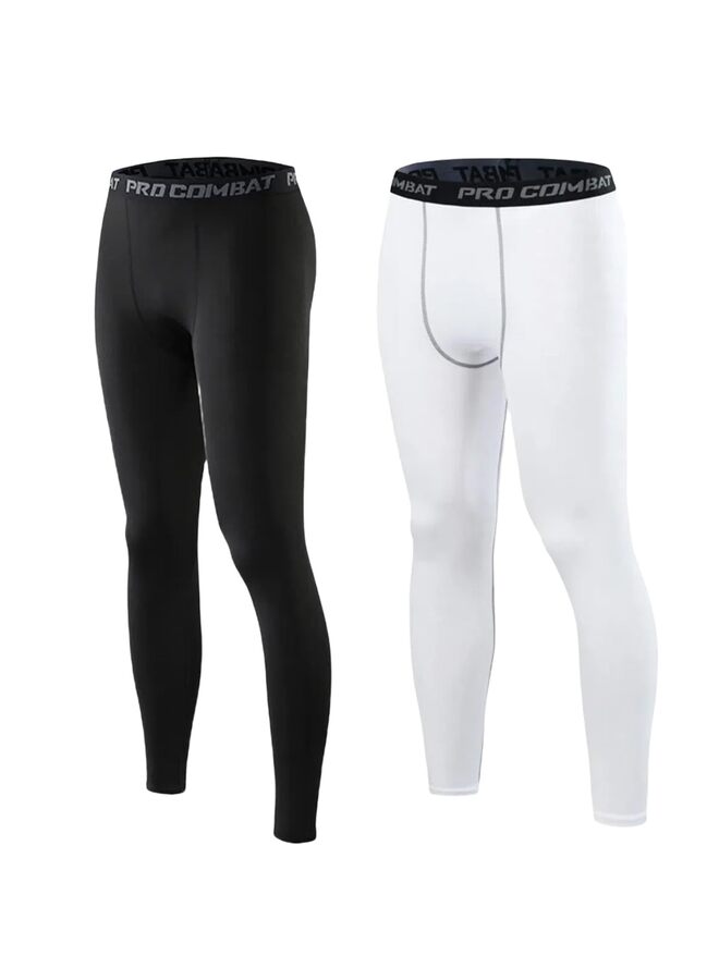 مجموعة من 2 بنطال ضاغط للأولاد، ملابس داخلية أساسية سريعة الجفاف من سباندكس، بنطال ضيق للجري وكرة القدم (كبير) - Image 1