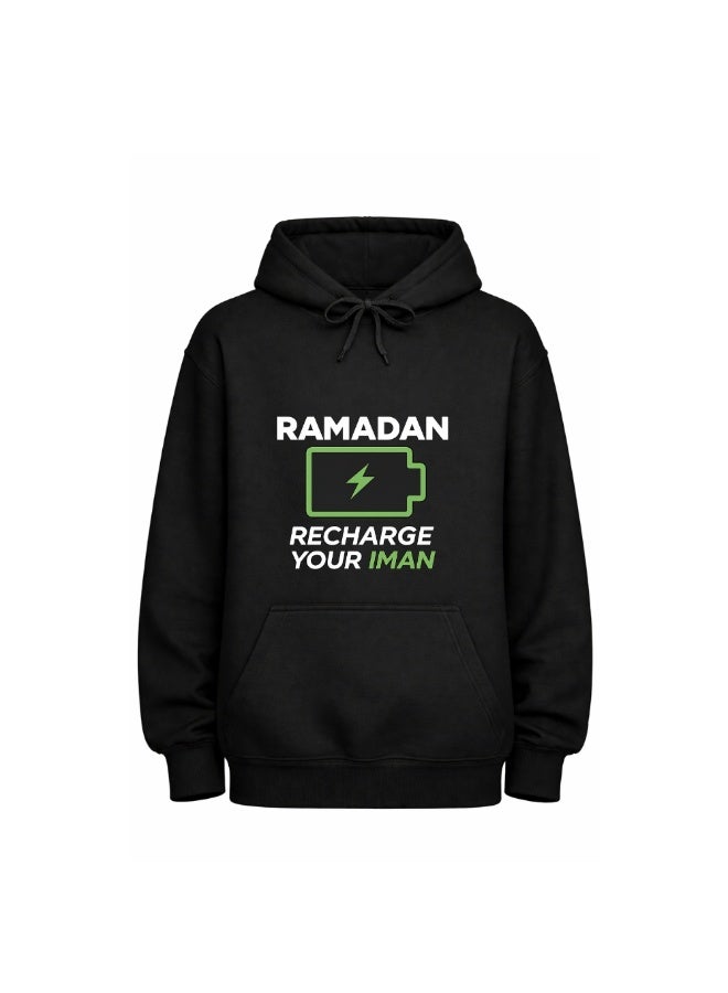 برينت شوب فور مي هودي رمضان مبارك لكل من الرجال والنساء - بلوفر قطني ناعم - كم طويل مع جيوب برباط وجيوب كانجارو - مثالي للسفر - Image 1
