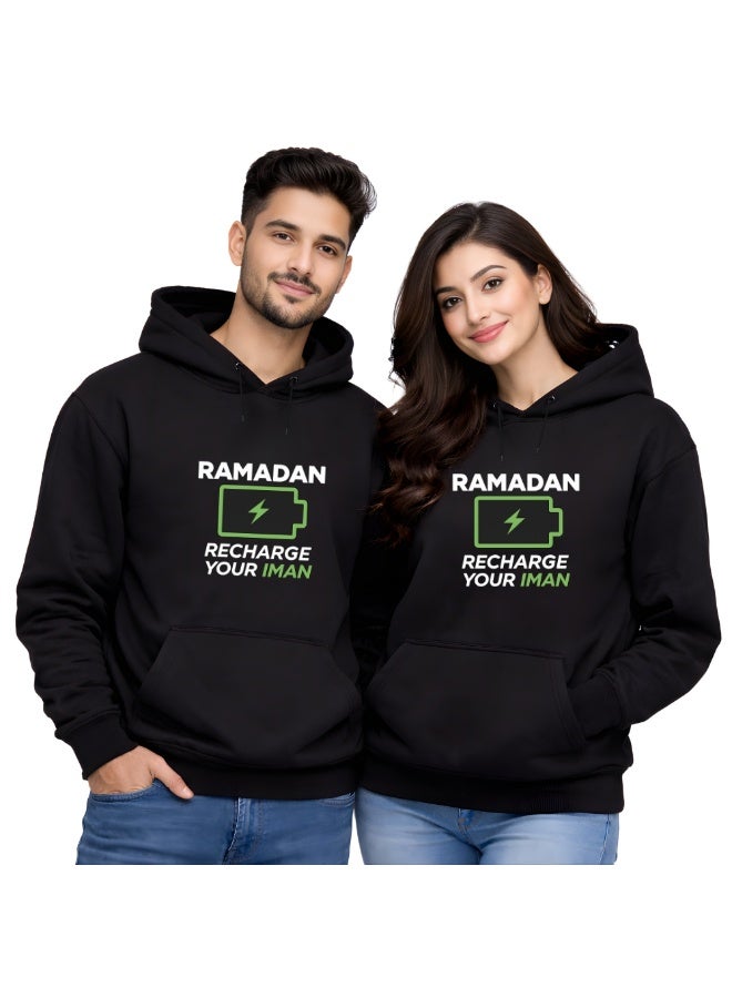 برينت شوب فور مي هودي رمضان مبارك لكل من الرجال والنساء - بلوفر قطني ناعم - كم طويل مع جيوب برباط وجيوب كانجارو - مثالي للسفر - Image 2