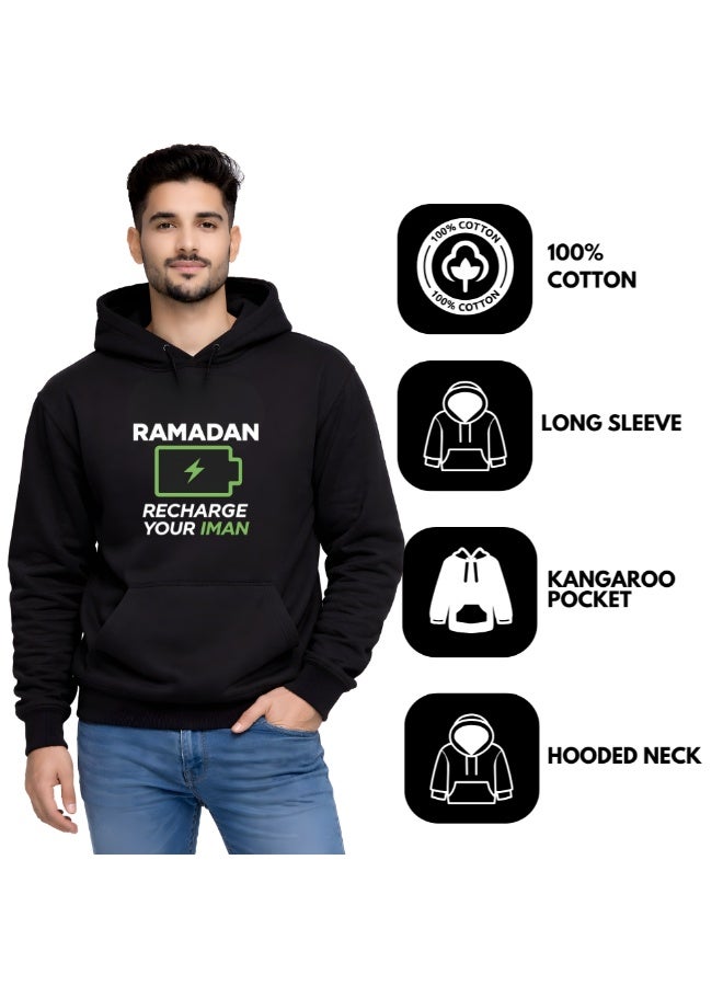 برينت شوب فور مي هودي رمضان مبارك لكل من الرجال والنساء - بلوفر قطني ناعم - كم طويل مع جيوب برباط وجيوب كانجارو - مثالي للسفر - Image 5