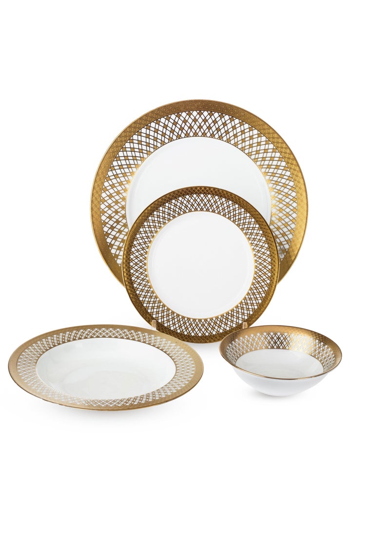 Dania Dinner set 16 pieces 4 people porcelain golden engraving  - Image 1