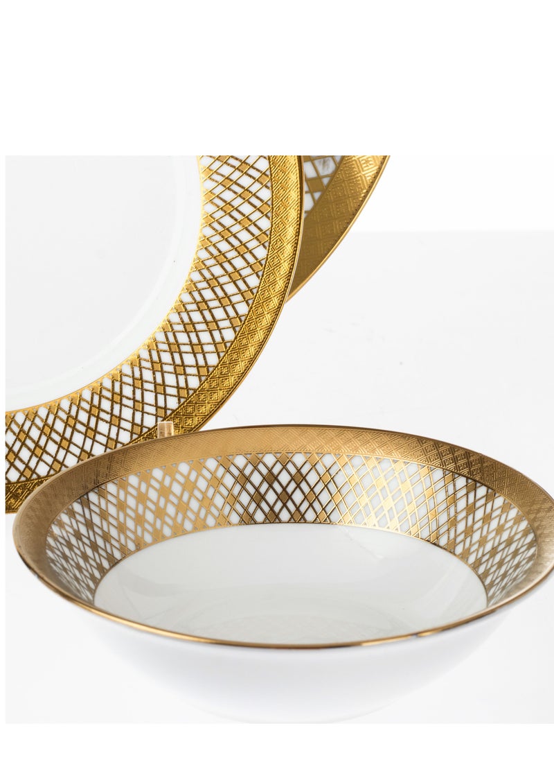 Dania Dinner set 16 pieces 4 people porcelain golden engraving  - Image 3