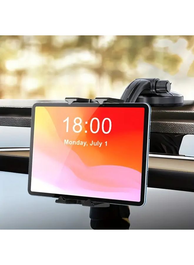 Black Car Tablet Phone Holder 4 To 14 Inch Secure Dashboard Desk Mount - Image 1
