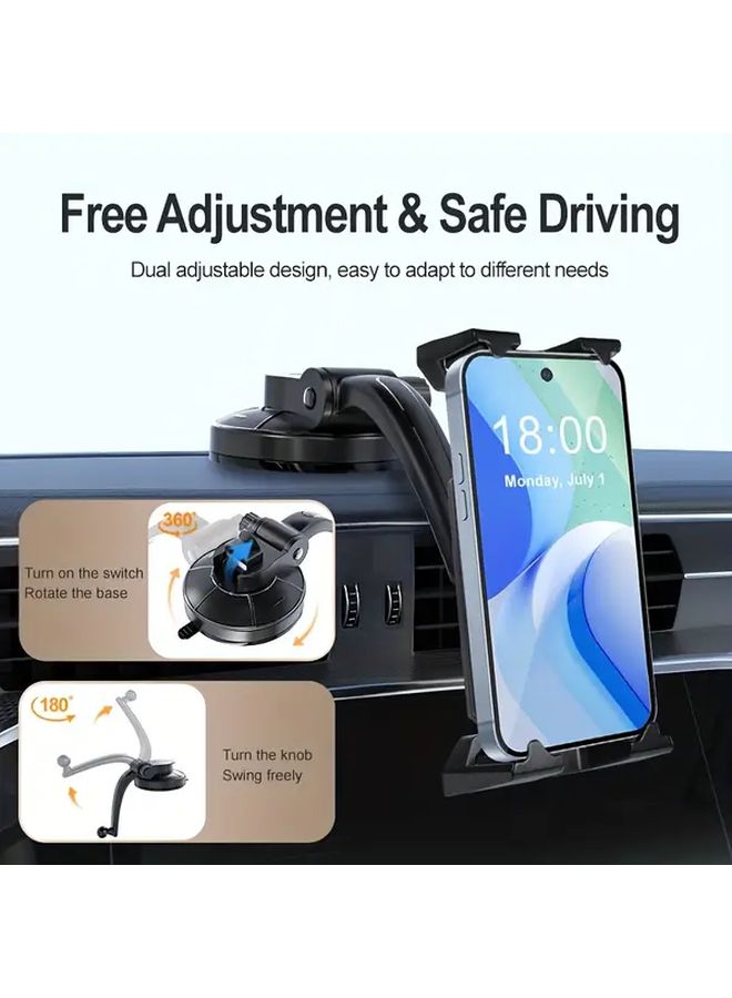 Black Car Tablet Phone Holder 4 To 14 Inch Secure Dashboard Desk Mount - Image 5