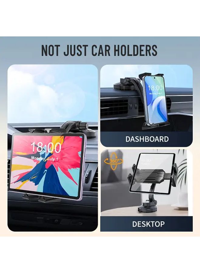Black Car Tablet Phone Holder 4 To 14 Inch Secure Dashboard Desk Mount - Image 4
