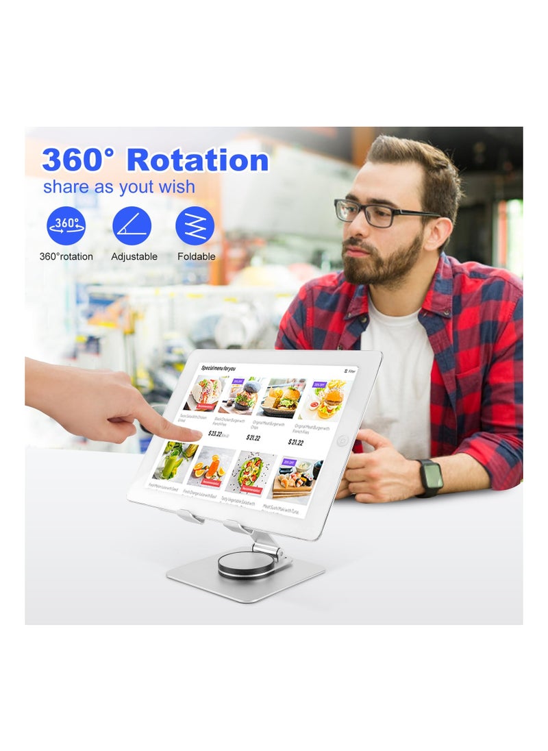 KASTWAVE - Tablet Holder, for iPad Stand, 360 Rotating Base, Foldable Adjustable Tablet Stand, Tablet Stand for Desk, Compatible with iPad Pro Air Mini 4 to 12.9-inch Tablet (Acrylic Tablet Stand) - Image 1