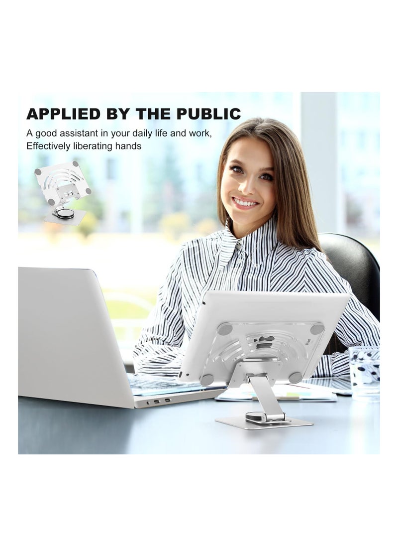 KASTWAVE - Tablet Holder, for iPad Stand, 360 Rotating Base, Foldable Adjustable Tablet Stand, Tablet Stand for Desk, Compatible with iPad Pro Air Mini 4 to 12.9-inch Tablet (Acrylic Tablet Stand) - Image 1
