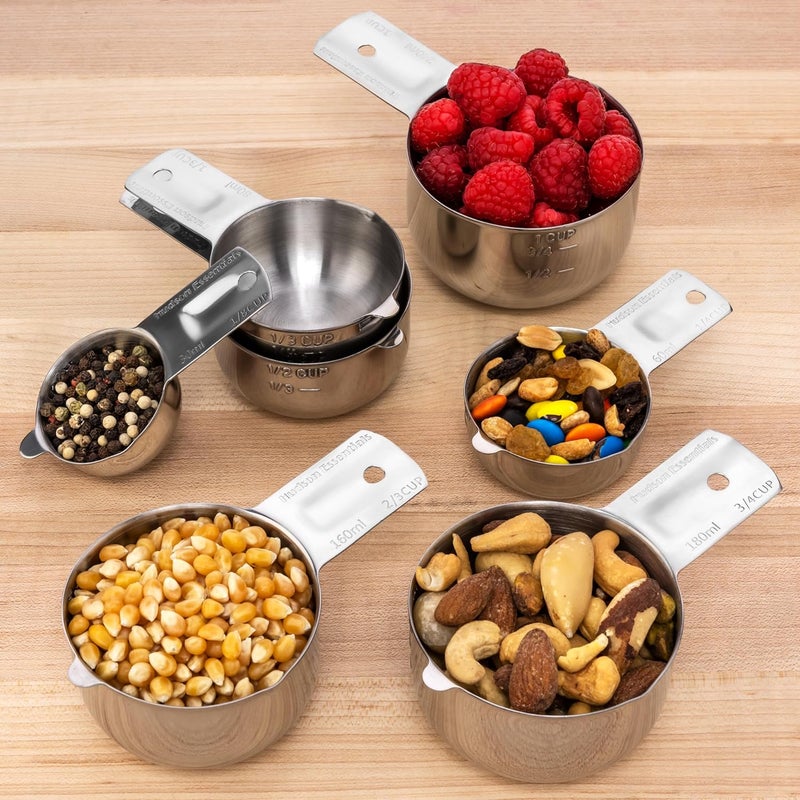 Hudson Essentials Stainless Steel Measuring Cups Set - Stackable Set with Spout - Image 3