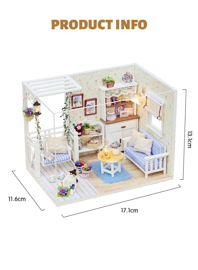 GROIC DIY Miniature Dollhouse Kit with Furniture, Creative Tiny Room kit Doll House LED Light Accessories Plus Dust Proof, Romantic Artwork Gift (Kitten Diary) - Image 2