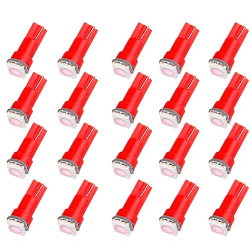 cciyu 20pcs T5 Wedge 5050 1SMD Pink LED Dash Instrument Panel Light 74 86 37 70 2721 Replacement fit for Dashboard instrument Panel Light Bulbs LED Lamps - Image 1