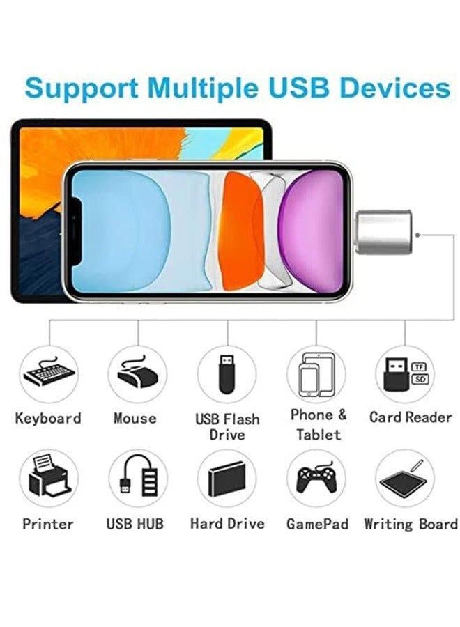Portable Apple Lightning Reader With USB Port, USB3.0 To Lightning Camera Reader Adapter, OTG Data Sync Converter,  Support Camera Card Reader U Disk (Silver, System Requirements IOS13 or Above)