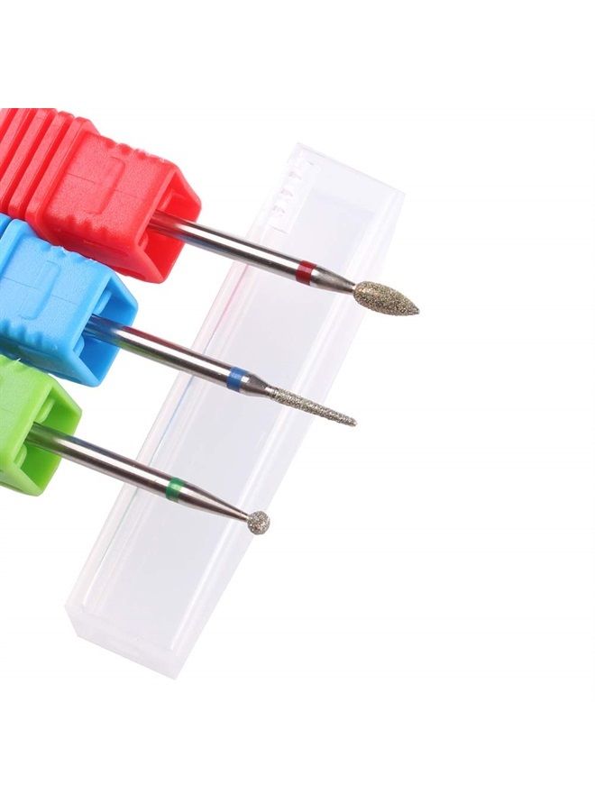 MZCMSL 3pcs Diamond Cuticle Drill Bits (Needle,Ball,Bullet) Nail Bit,Professional Manicure Drill Bit Kit,3/32 Shank e file - Image 1