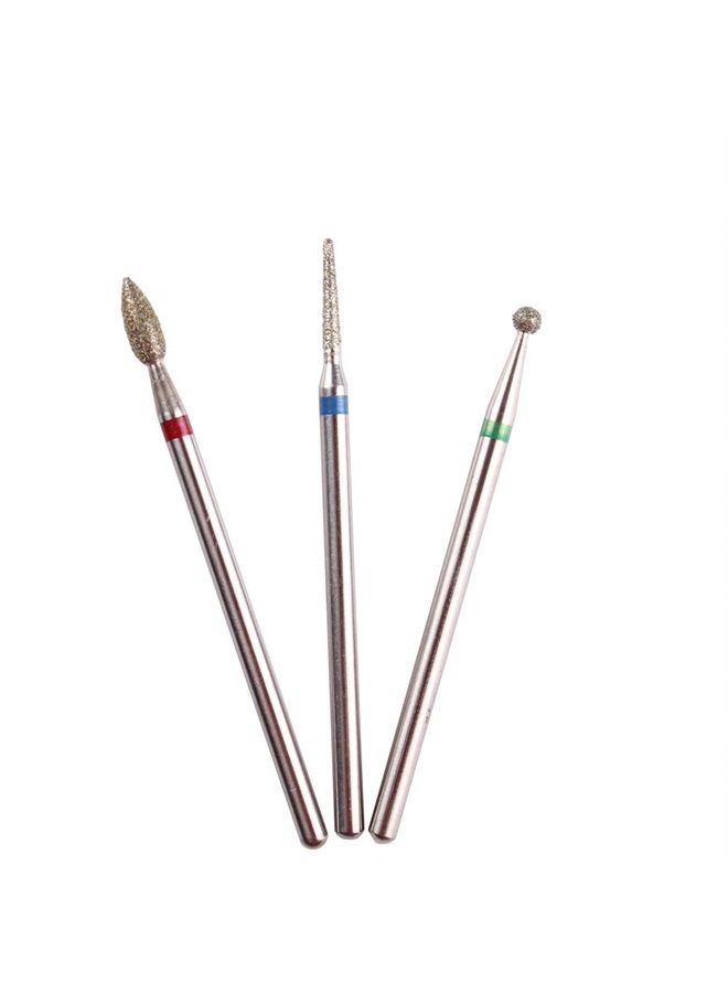MZCMSL 3pcs Diamond Cuticle Drill Bits (Needle,Ball,Bullet) Nail Bit,Professional Manicure Drill Bit Kit,3/32 Shank e file - Image 2