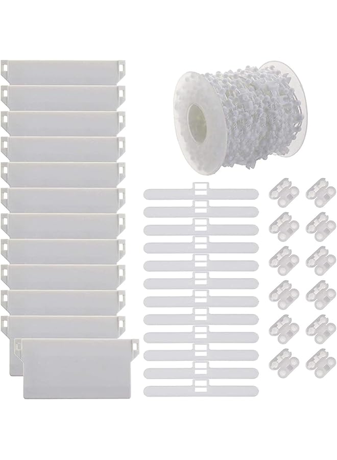 The Bros مجموعة إصلاح أوزان قاع الستائر العمودية مع سلسلة بطول 10م وموصل بلاستيكي بديل DIY / ملحقات الستائر العمودية وحوامل العلوية 89مم - Image 1