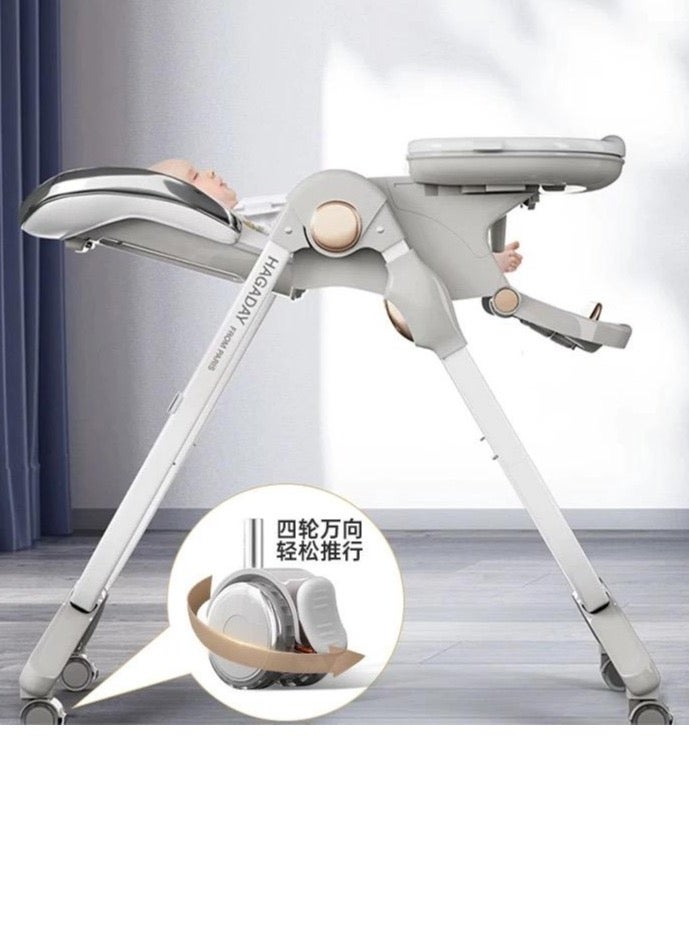 كيديليو كرسي مرتفع للأطفال الصغار والرضع، كرسي مرتفع للأطفال 8 في 1 مع مسند ظهر قابل للتعديل ووسادة مقعد قابلة للفصل وصينية مزدوجة قابلة للإزالة، مقعد معزز محمول للأطفال مع عجلات (أسود) - Image 4