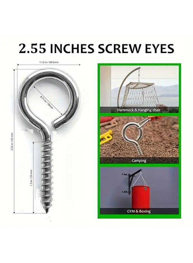 M5 Self Tapping Eye Hooks 6pcs Heavy Duty Screws For Hanging Doors Gates Fences - Image 3