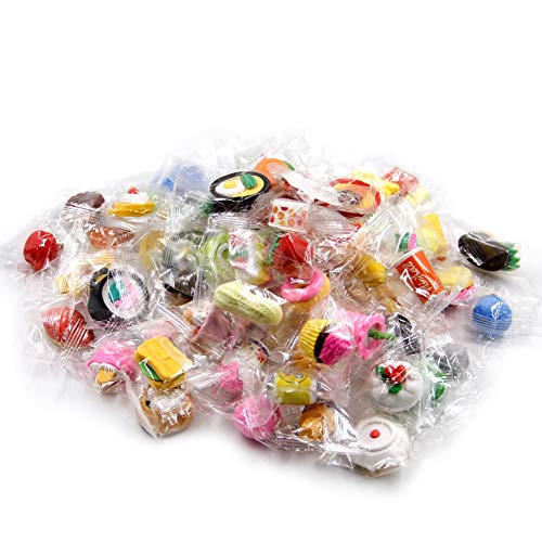 Cllayees 72 Pcs Assorted Food Pencil Erasers Toy Set, Cake Dessert Fruit Puzzle Erasers Toys for Kids Reward Party Favors (Food) - Image 3