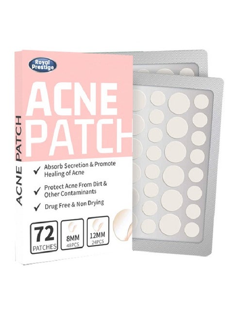 Acne Patch - Salicylic Acid Hydrocolloid Acne Patch Miracle Patch,Overnight Spot Cover - Invisible Hydrocolloid Acne Patch for Face, Zit & Blemish, Thicker & Extra Adhesion, All Skin Types, Vegan, Cruelty Free 72 Patches