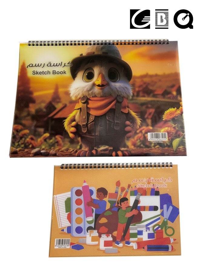2PCS B4(35*25) B5(26*18)Sketchbook 15Sheets/Book A Total Of 30 Pages Spiral Bound Hardcover Art Book